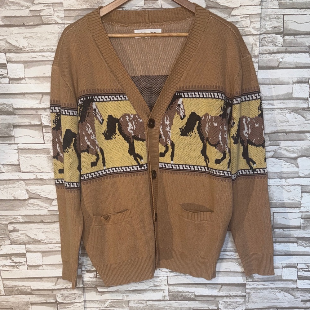 PACSUN Brown Horse Pattern Cardigan - Picture 2 of 10